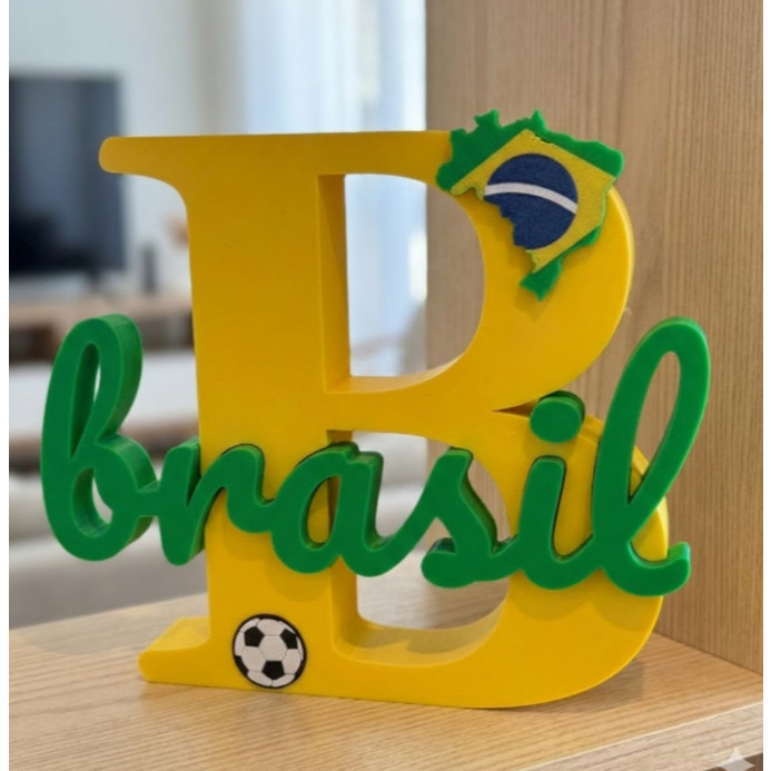 Letreiro BRASIL 3D - Decoração Copa do Mundo 2026 - Torcida, Casa e Festa lebrancinha elegante