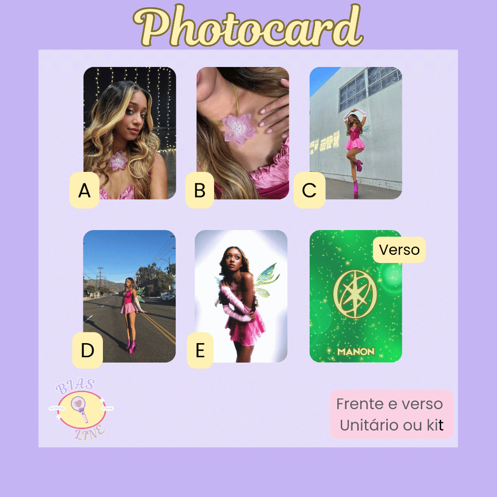 Photocard Fanmade Manon - Katseye Winx | K-pop | Papel Fotográfico Laminado | Unidade ou Set