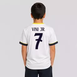 Camisa Real Madrid Coroa Infantil Branca 7 Vini Jr