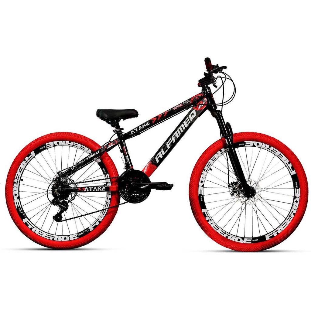 Bicicleta Alfameq Freeride Atake Aro 26 Freio a Disco 21 Marchas Pneu Colorido