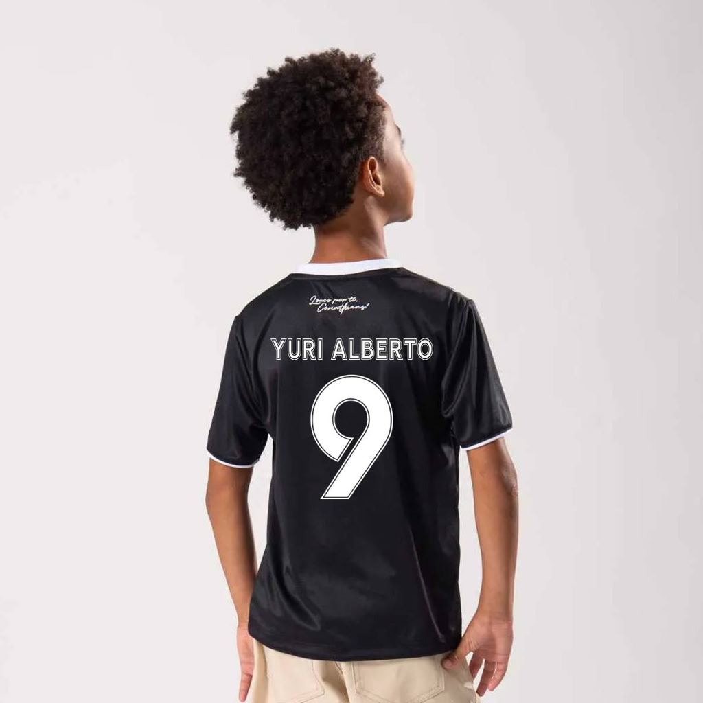 Camisa Corinthians Corinto Juvenil Preta 9 Yuri Alberto
