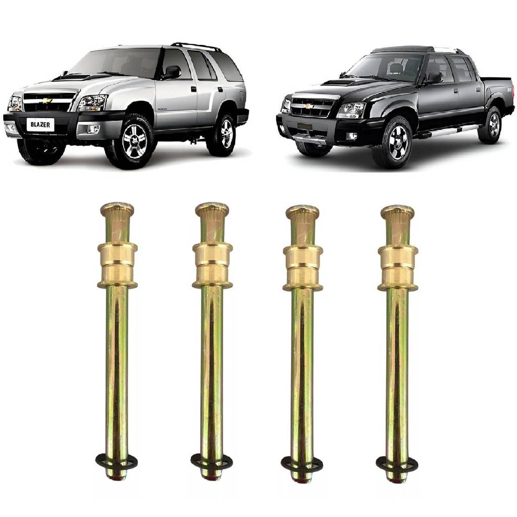 Kit 4 Pecas Pino Dobradica S10 Blazer 1995 Ate 2011 Inferior Superior Porta Dianteira Traseira