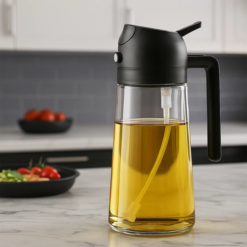 Borrifador Spray Azeite Vinagre Vidro 470ml Dosador Cozinha Gourmet Controle Oleo Temperos