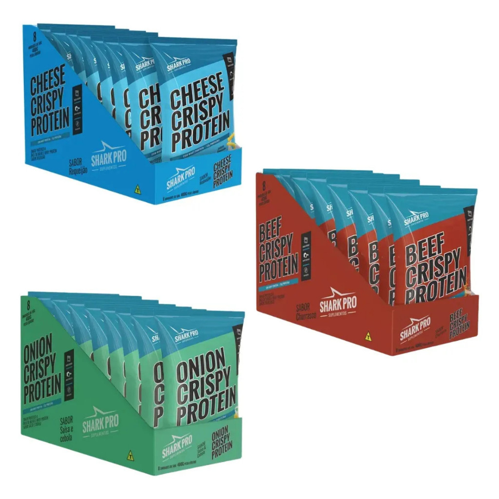 Kit 10x Snack Proteico Shark Pro 50g Sem Glúten Sabores Variados