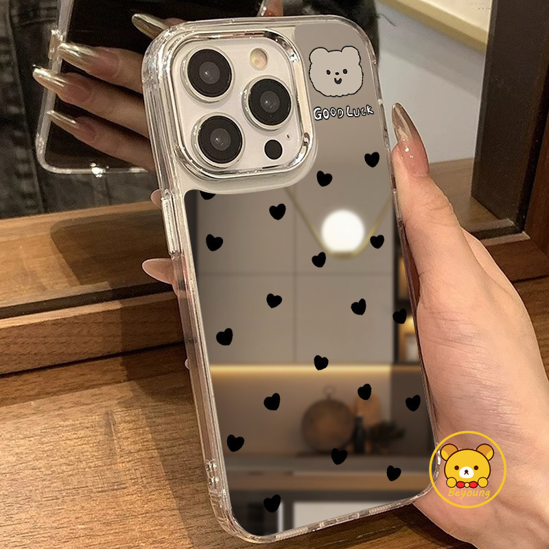Capa De Telefone Espelhada De Urso De Desenho Animado Para Samsung Galaxy S26 S25 FE Edge Plus Ultra A57 A37 A27 A17 A07
