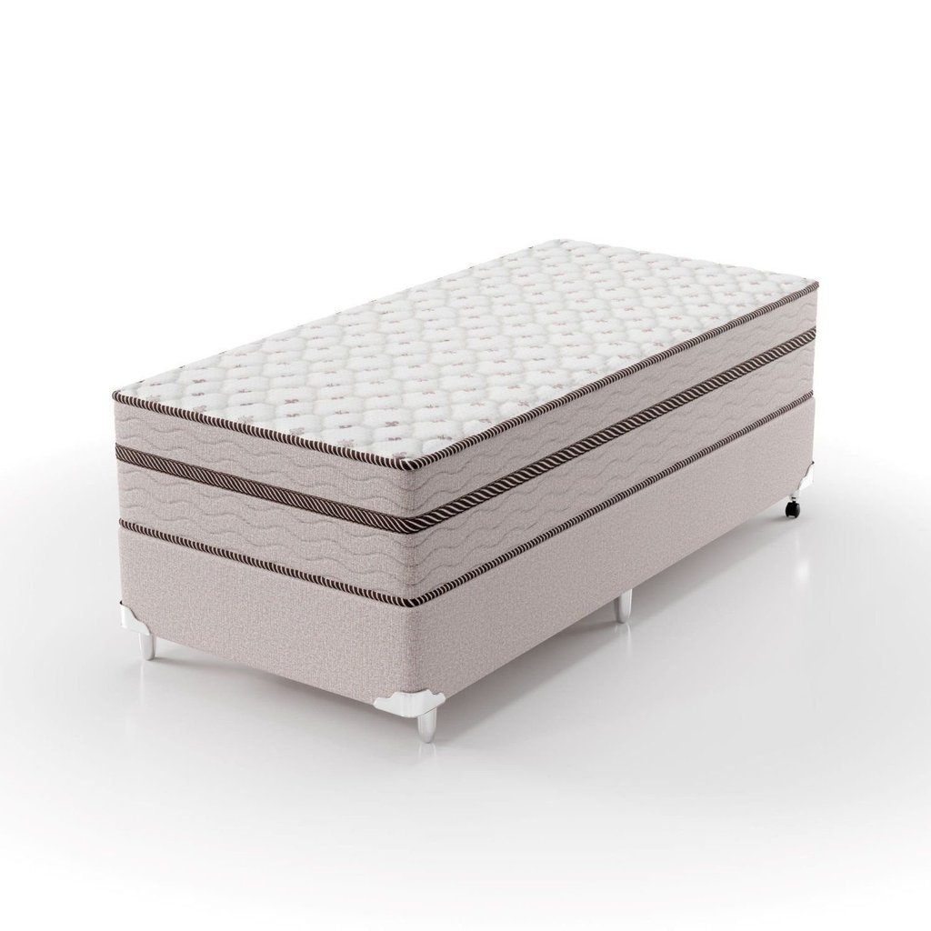 Cama Box Solteiro Molas Ensacadas 88CMX63CMX188CM Sonhare Montreal Bege Solteiro