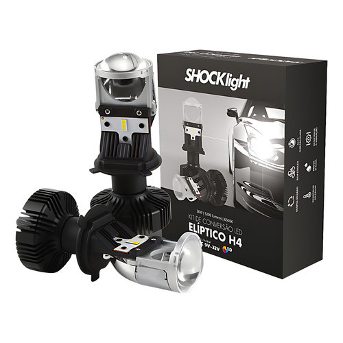 Par Lâmpadas Conversão Led Elíptico H4 6500k 36w 5200 Lumens