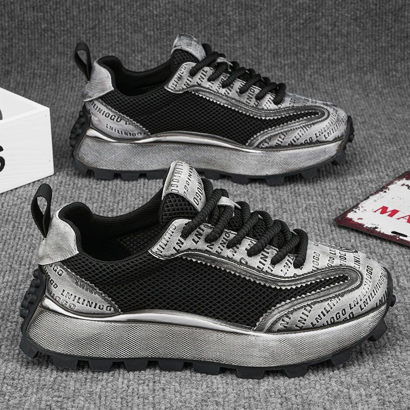 Tênis Masculinos Respiráveis de Verão 2025, Tênis Estilo Dad Shoes, Tênis de Malha Vazada, Tênis Esportivos Casuais XLBQ