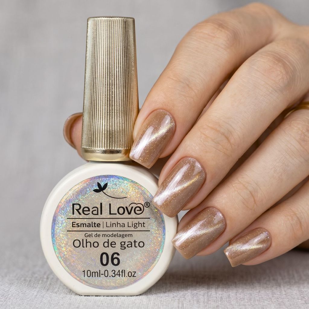 Esmalte gel olho de gato Real Love Refletivo 06 Champagne Magnético