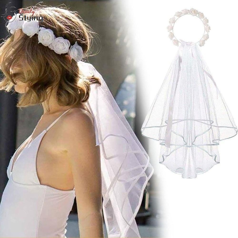 STYLING Véu Da Coroa Nupcial , Cabeleireiro De Noiva Branco Exquisito Mulher