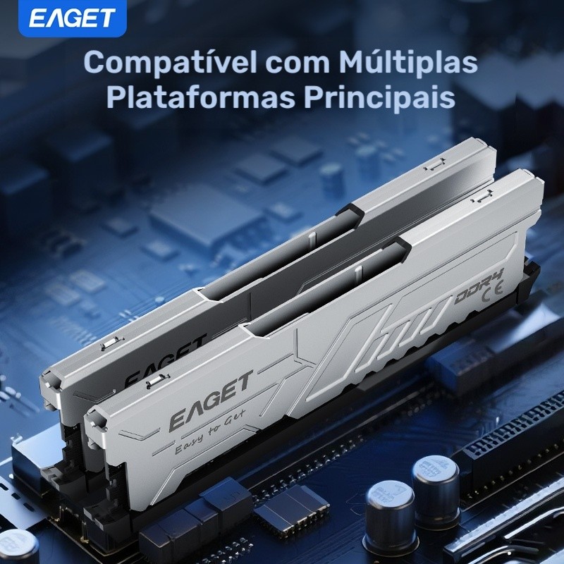 Memória de Desktop EAGET DDR4 16GB(2x8GB)/8GB, Memória de Jogos DDR4 3200MHz com Dissipador de Calor, Memória de Alto De