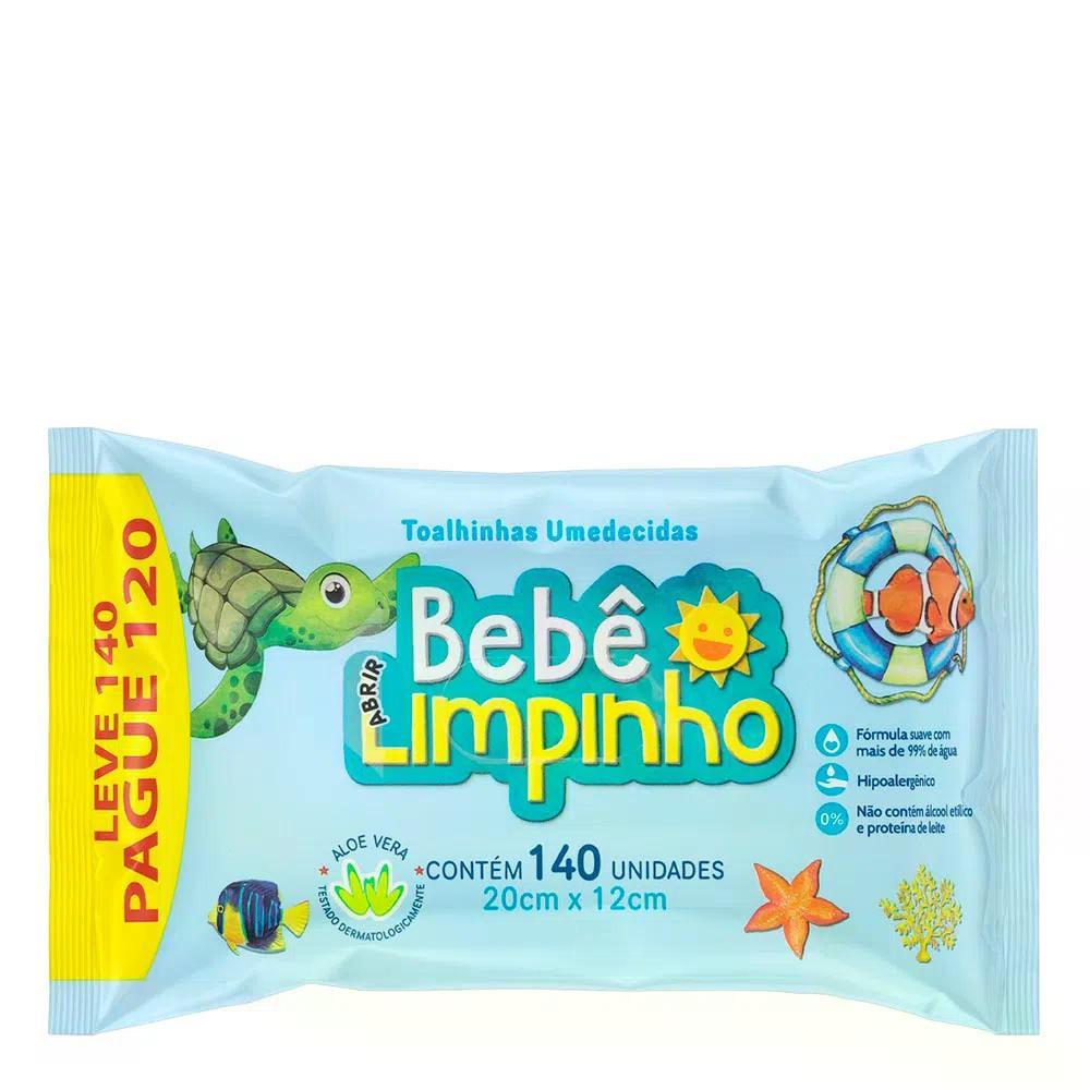 Toalhas Umedecidas Bebê Limpinho Pacote Com 140 Unidades