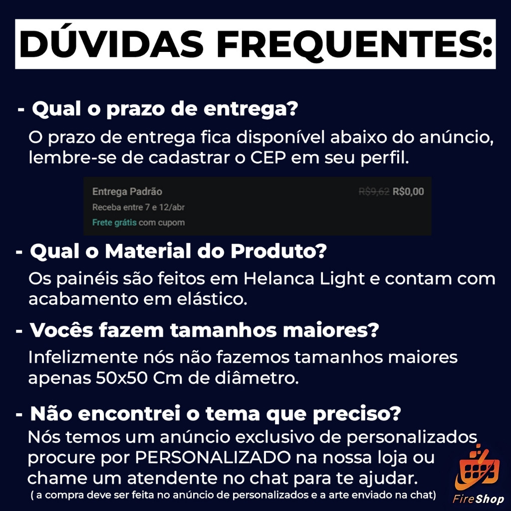 Detalhes do Painel 50x50 Festa Tema Personalizado Sua Arte Aqui - Tecido Sublimado C/ Elástico