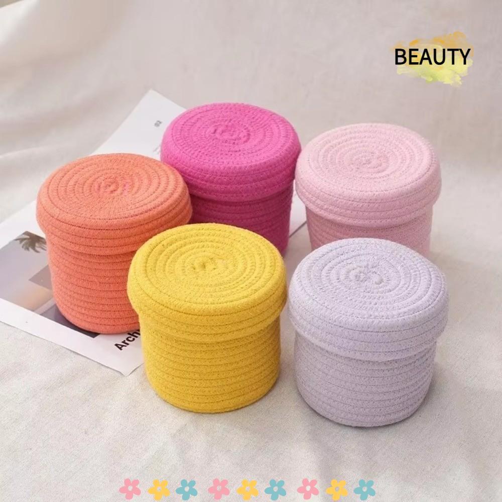 Cesta De Armazenamento De Carteira De Chave BEAUTYHOMEBR , Corda Redonda De Algodão Com Tampa , Itens Diversos