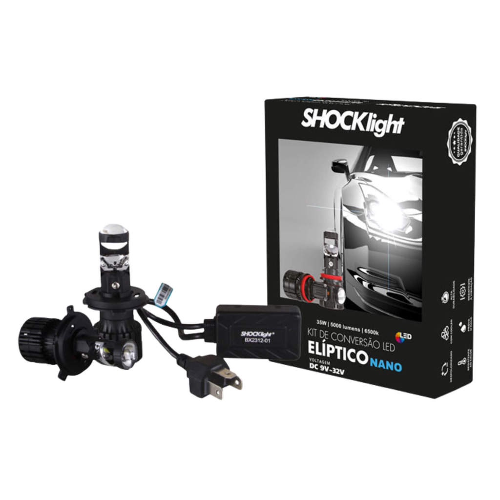 Kit Eliptico Nano H4 5000 Lumens 12V 6500K Shocklight - SLL-H4EPN