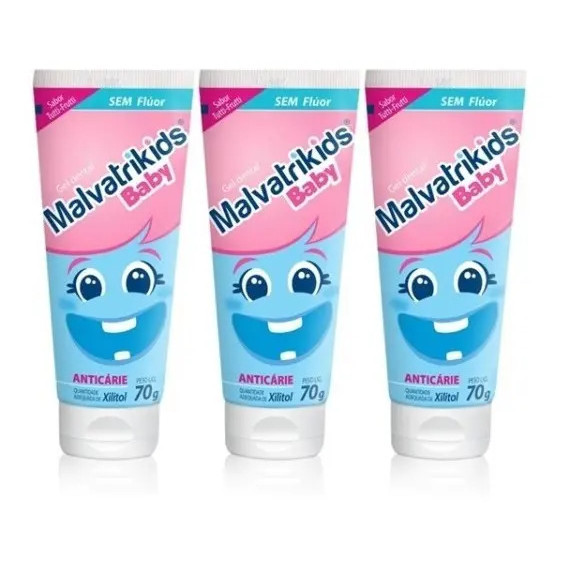 Kit Malvatrikids Baby Tutti-frutti Com 3 Unidades Sem Fluor