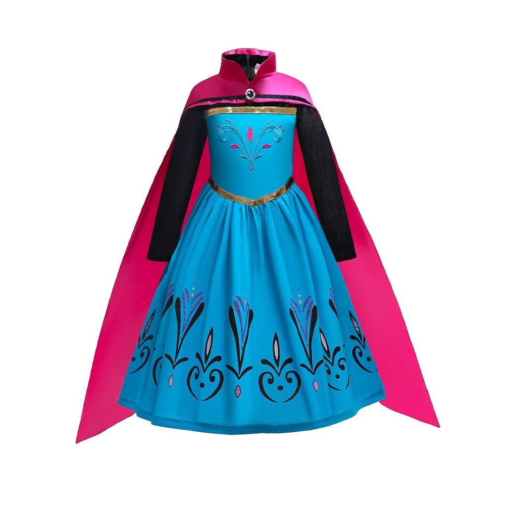 Vestido de princesa congelado outono inverno elsa manga longa vestido de coroação crianças princesa Anna elsa manto vest