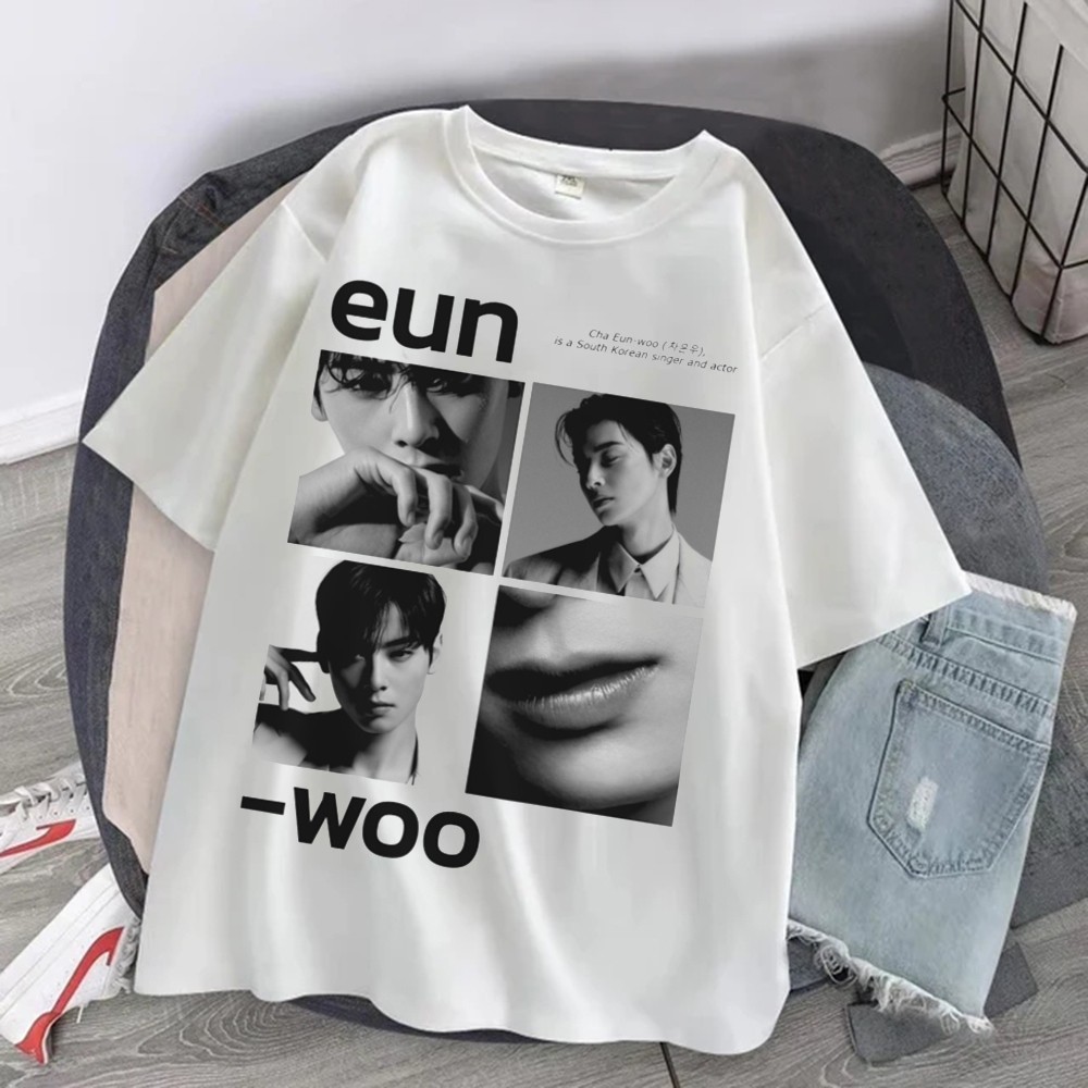 Camiseta Feminina & Masculina Cha Eun-woo Astro Kpop Camisa Algodão Premium 30.1 Plus Size