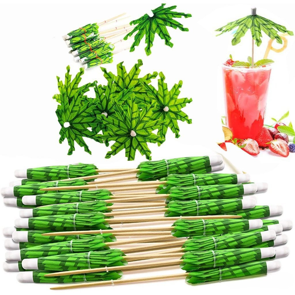 50 Guarda-Chuvas Bebidas De Coquetel Escolher Comida Frutas Palitos De Bambu Sobremesa Bolo Festa De Aniversário Decoraç
