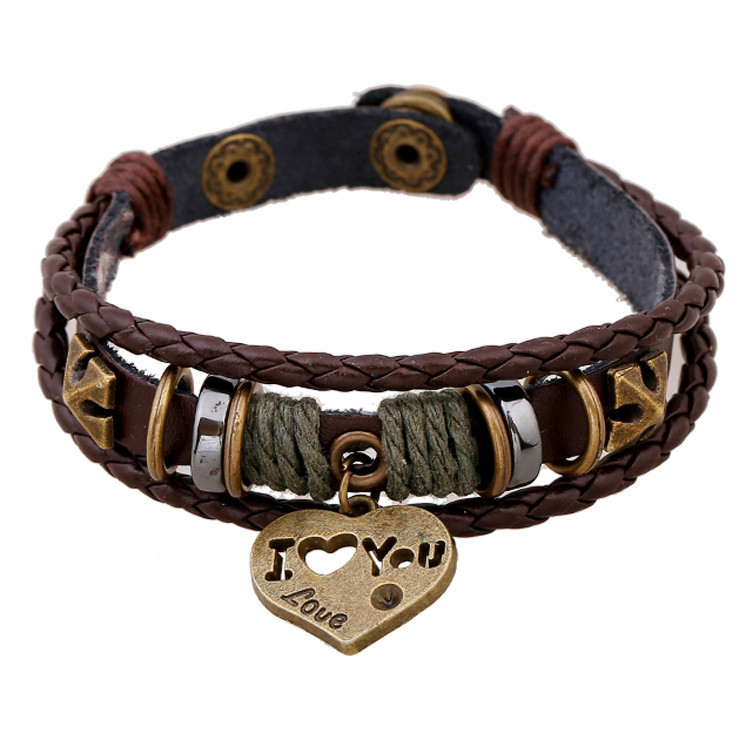 Europeu americano comércio exterior venda quente recomendado pulseira AliExpress venda quente frisado pulseira de couro