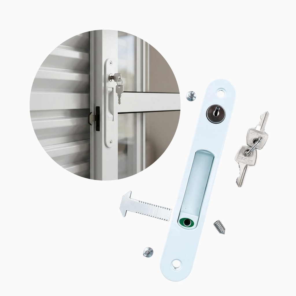 Fecho Trinco Concha Manual FEC-012APB 162mm Com 2 Chaves Janela Porta Aluminio Branco Alumifix