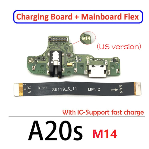 Flex Sub Placa Mãe Main Lcd +Placa Conector De Carga Usb Compatível A207 A20S M14 M12 Turbo
