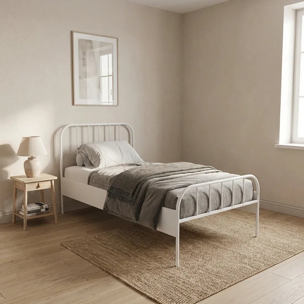 Cama Solteiro em Aço Tubular Xjulia Branco Yescasa Branco