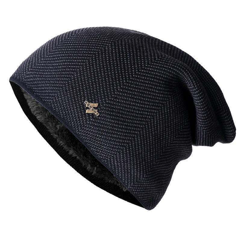 Gorro de Inverno de Algodão com Forro de Pelo, Gorro Quente, Gorro Larguinho, Gorro de Malha para Homens e Mulheres, Gor