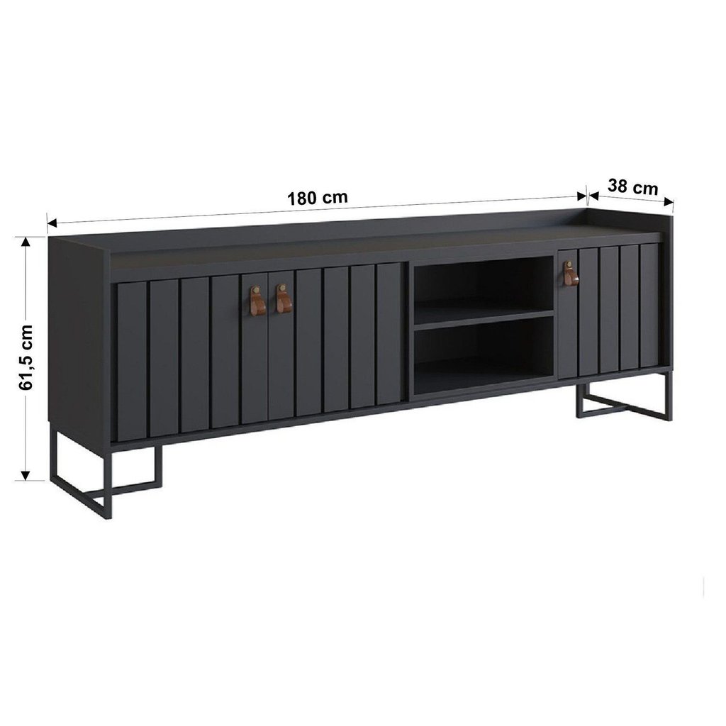 Rack Ripado Moderno para TV até 65 Polegadas 180cm Trendy Preto