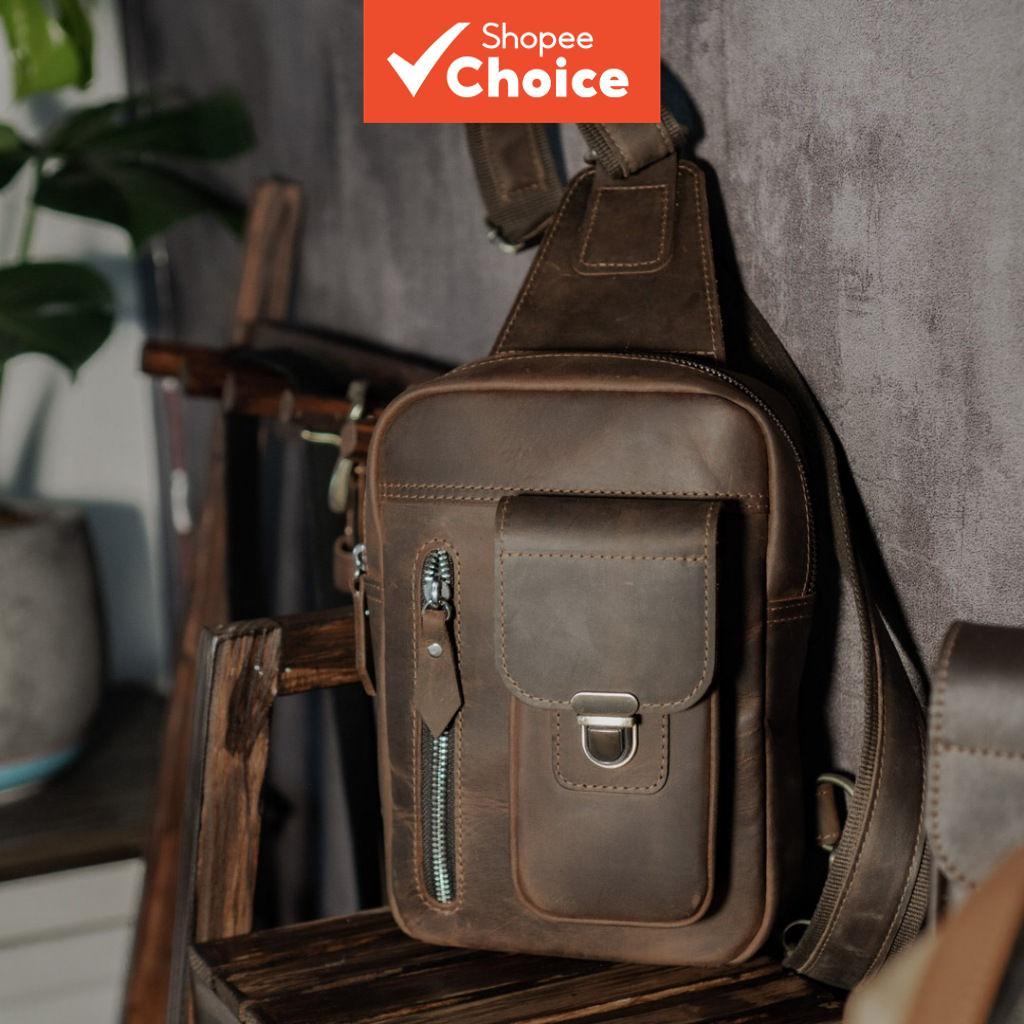 Bolsa tiracolo masculina de couro bovino legítimo, bolsa vertical de couro macio para celular