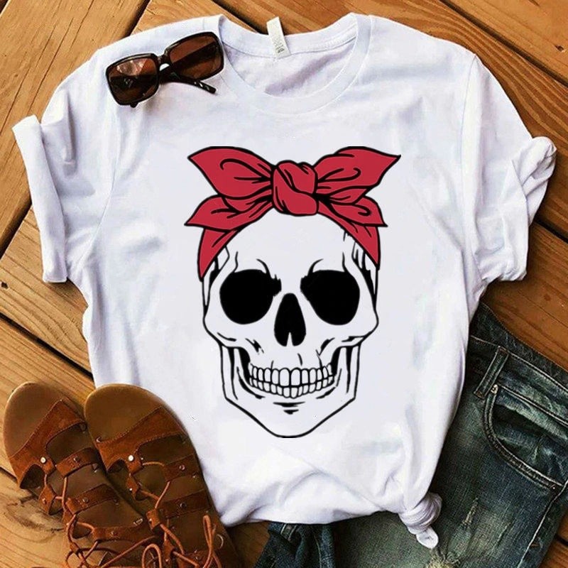 Camiseta Blusinha Camisa Caveira Laço Sublimada Feminina Promoção Pronta Entrega