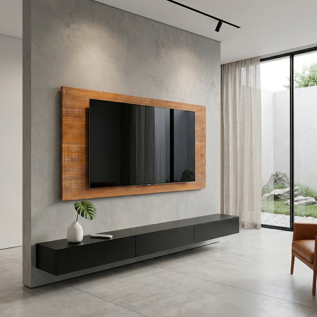 Painel para TV até 50 Polegadas 185cmx100cm Pés em Madeira Maciça Marrom Garapa Bianco 185