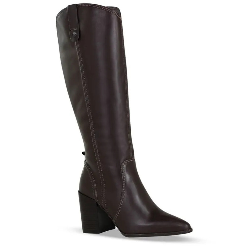 BOTA FEMININA BOTTERO 377703 COURO SALTO BLOCO 8,5CM LEVE  CANO ALTO