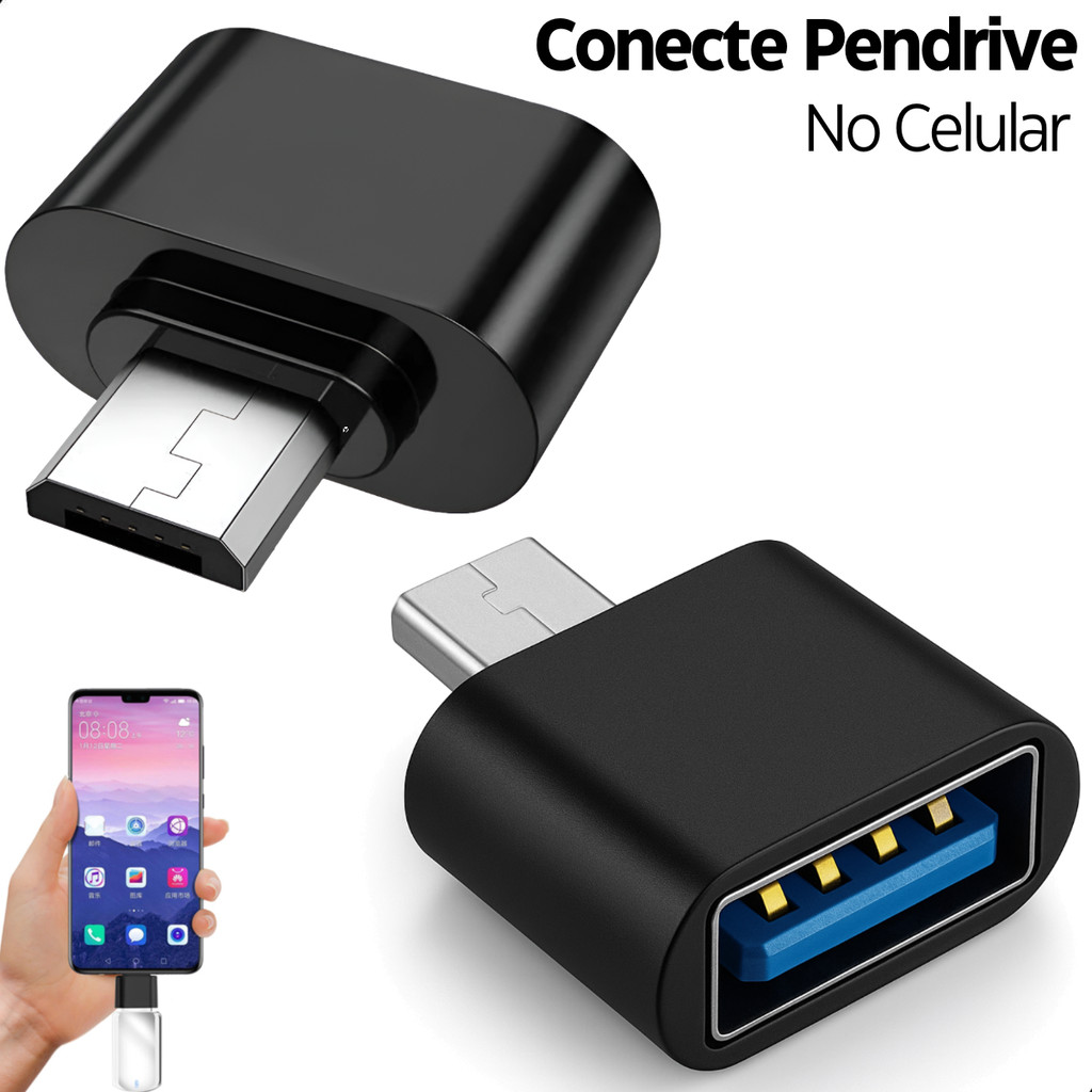 Adaptador OTG Micro USB Para USB V8 2.0 Pendrive Android Dados