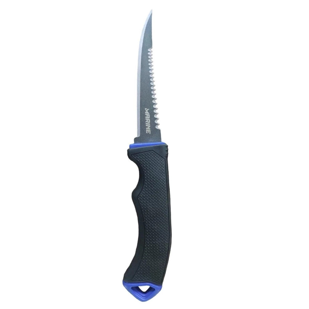 Faca Fileteira Marine Sports 4” Teflon Lisa + Serrilhada com Bainha e Afiador