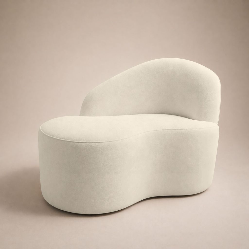 Mini Sofá Orgânico 2 Lugares Curvo Confortável Luxo Suede Poltrona Grande Sala Escritório Recepção