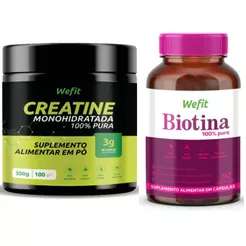 Kit Creatina Pote 300g + Biotina Pote 60 Cápsulas Wefit