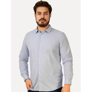 Camisa Reserva Masculina Cotton Zayn Azul Claro Mescla em Oferta na Shopee