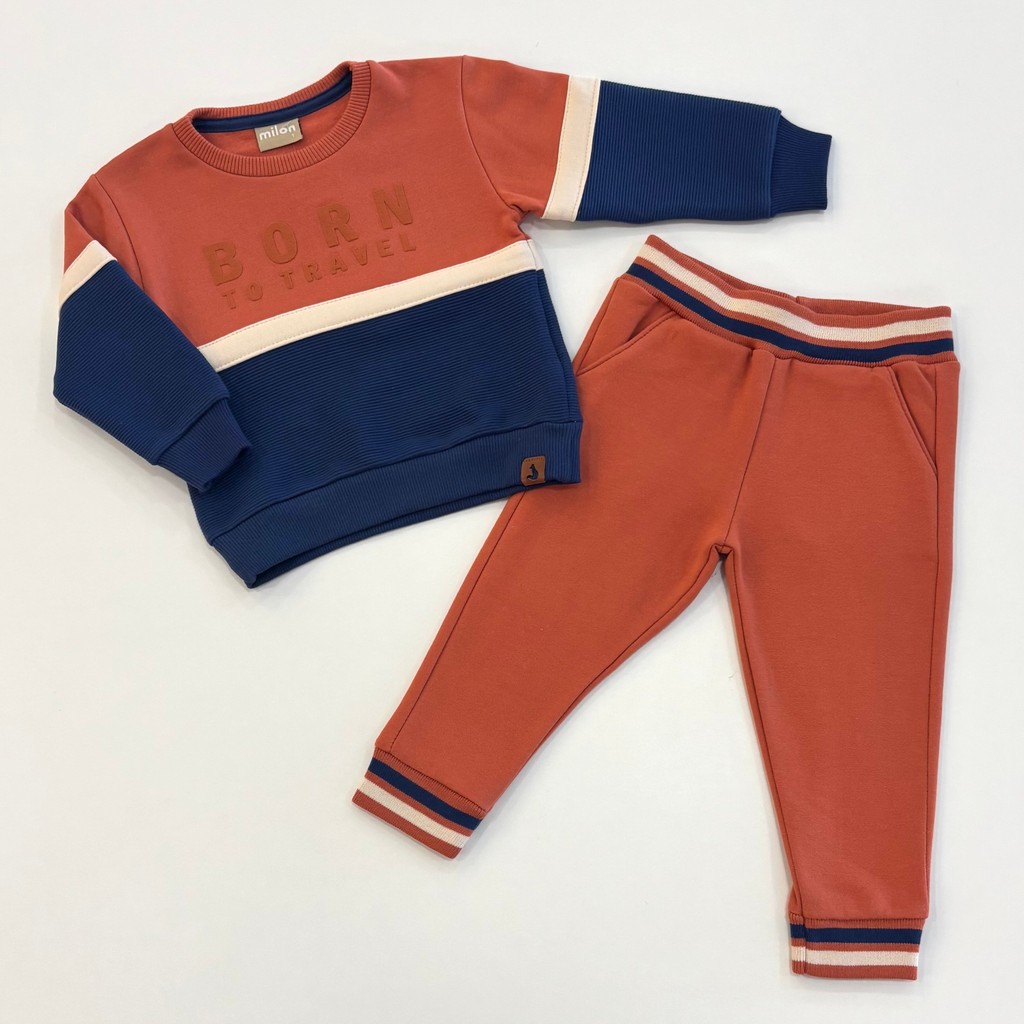 Conjunto Infantil Menino Milon Casaco e Calça Moletom  Flanelado Casual Inverno Manga Longa
