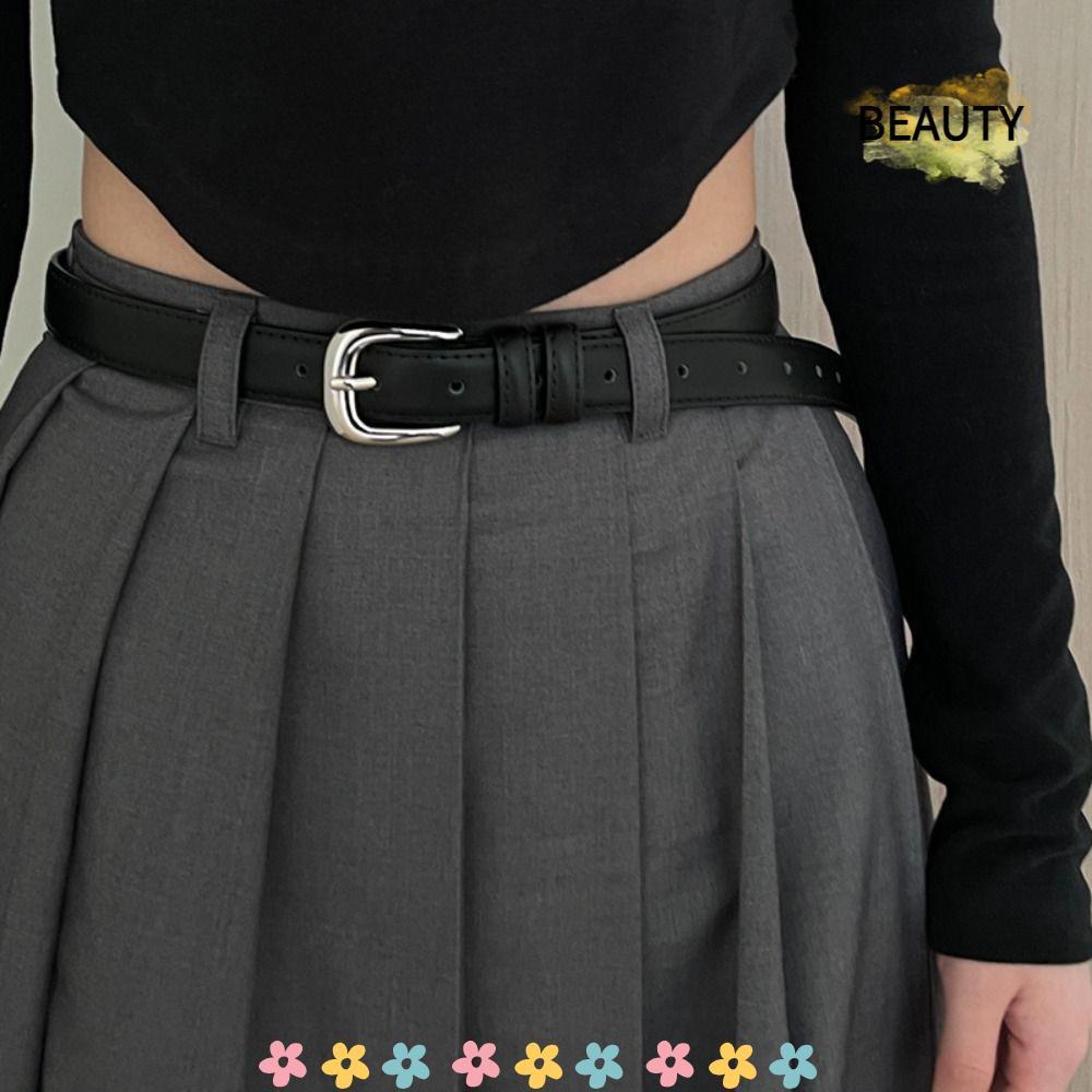 BEAUTYHOMEBR Cinto Fino Com Fivela De Pino , De Couro PU Feminino Da Moda , Cintura Versátil E Moderna
