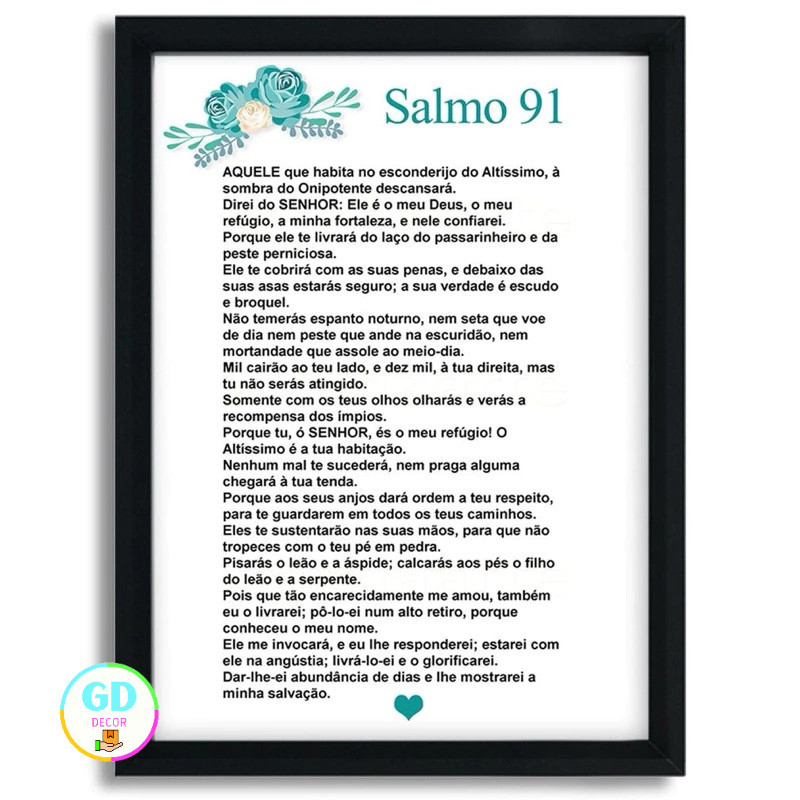 Quadro Decorativo Oração Salmo 91 Religioso Sala Quarto
