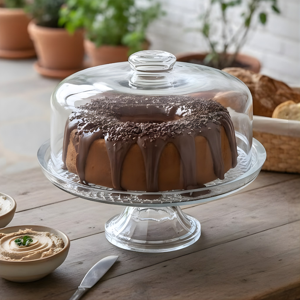 Boleira de Vidro c Pé Transparente Doceria Boleiro de Vidro