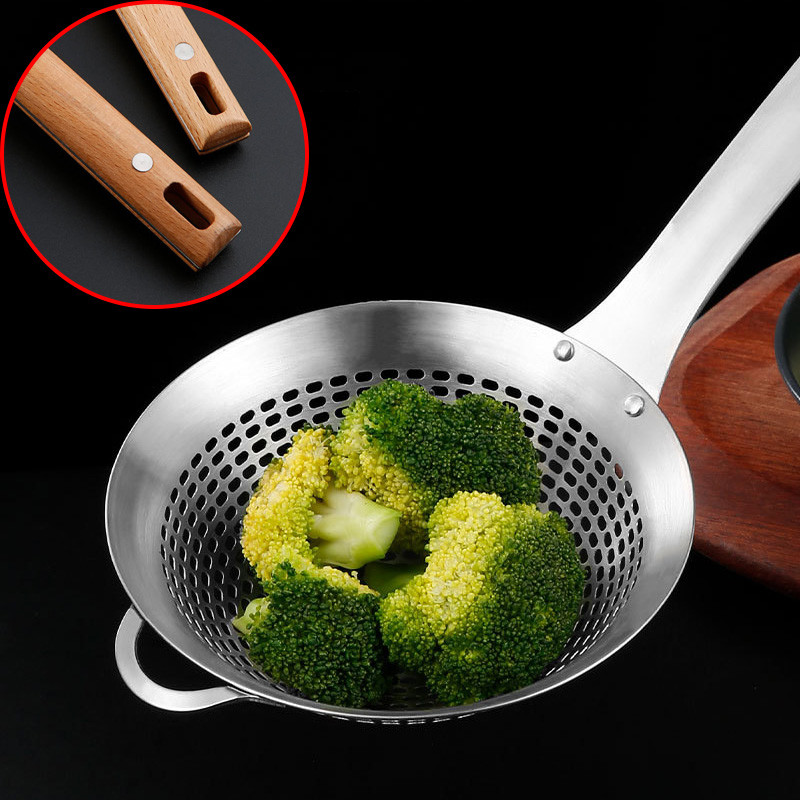 Coador de panela quente doméstico Chaoshan colher de pesca de carne cozinha 304 filtro de aço inoxidável malha filtro ga
