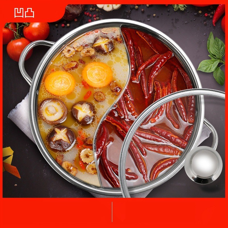 Panela quente de pato mandarim Panela de indução espessada Panela quente Sopa transparente Panela mãe 304 Panela Shabu-S