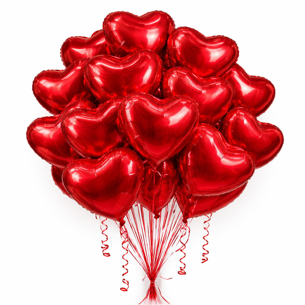 50 Balão Metalizado Coração VERMELHO LISO - 40cm -18 Polegadas P/Festa Decoração- Dia das Mães