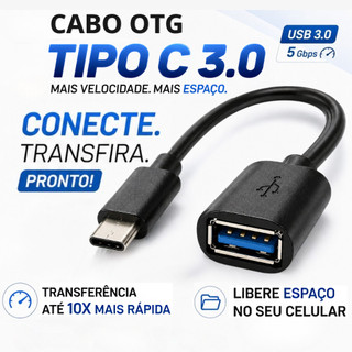 Cabo OTG Tipo C Modelo Android Novo Conecte Pen Drive Mouse Teclado Impressora Controle Game