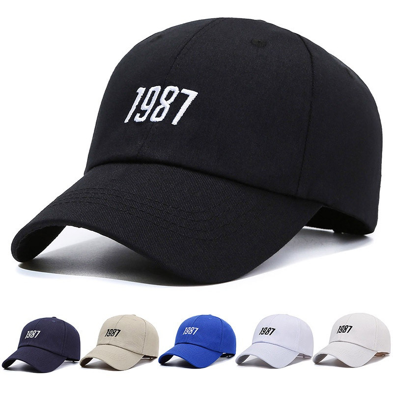 1987 Boné De Baseball Bordado Para Homens Algodão Mulheres Unisex Black White Sun Hats Chapéu De Pesca Ao Ar Livre Pai