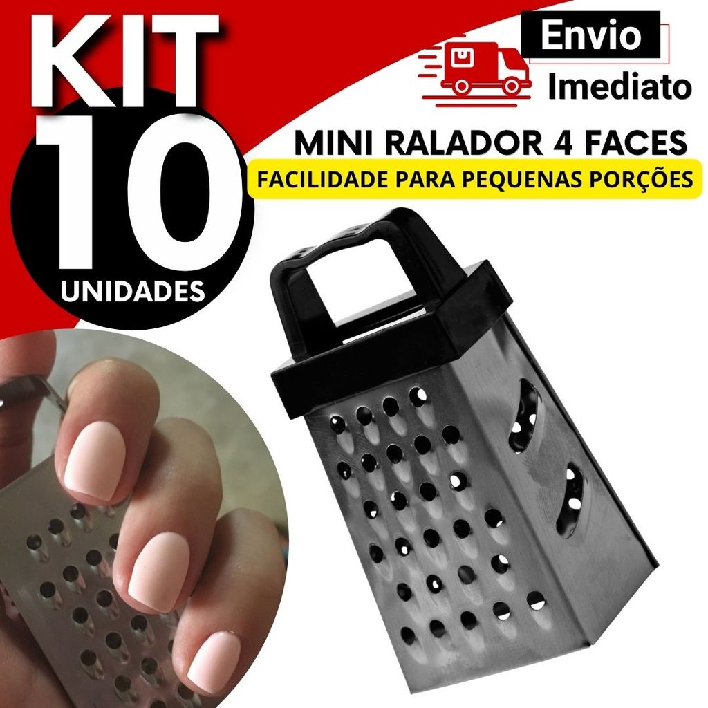 Kit Mini Ralador Inox 4 Faces 3,1"  kit 10, 8, 5 ou 2 Un Colorido Multiuso Ralar Queijo Legumes Cozinha Compacto