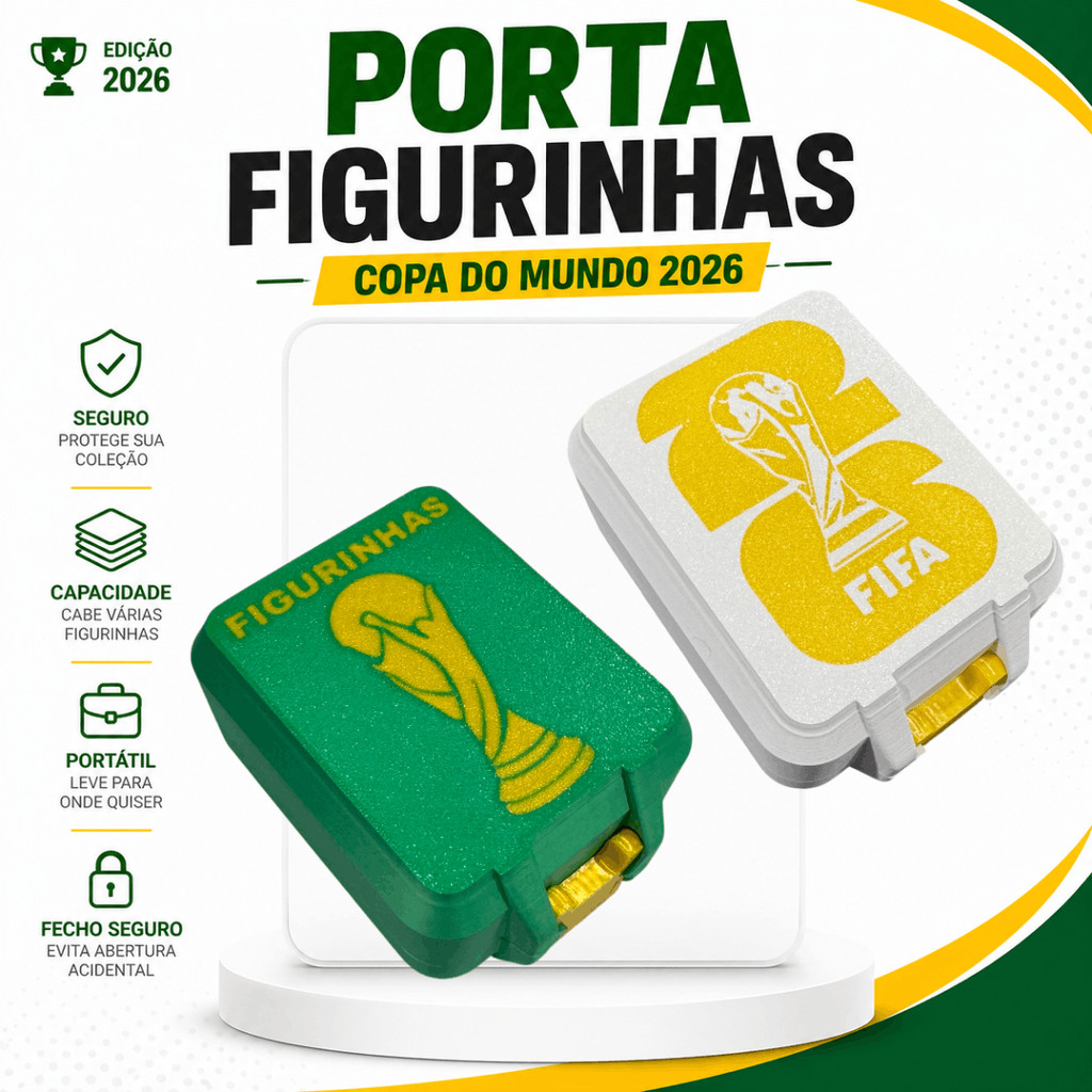 Porta Figurinhas Cards Álbum Copa do Mundo 2026 | Caixa Organizador Case Futebol | Compacto