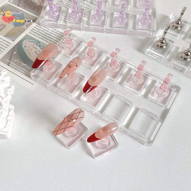 EMCH > 1/5/10 Grade Não Magnética Display De Unhas Suporte De Exibição Dicas Titular Prática DIY Manicure Ferramentas No